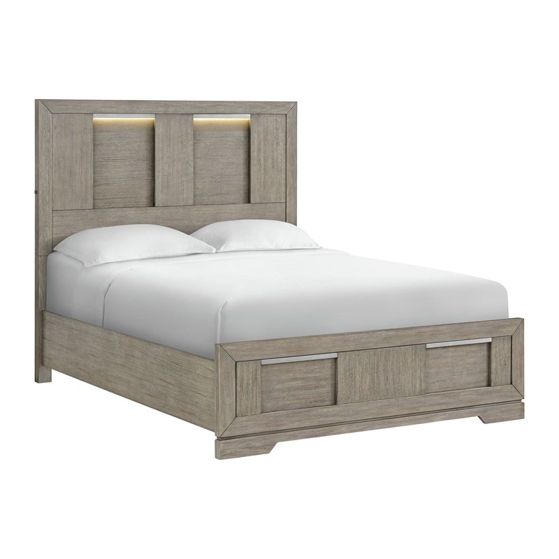 Picket House Furnishings Argo Queen Panel 3PC Bedroom Set with LED in Gray