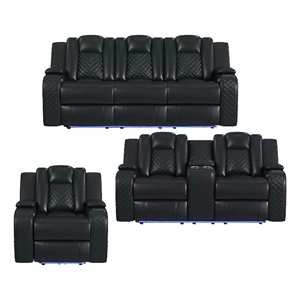 Picket House Furnishings Amias  3PC Living Room Set in Pebble Black