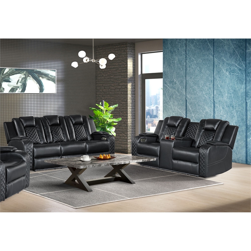 Picket House Furnishings Amias 2PC Living Room Set in Pebble Black