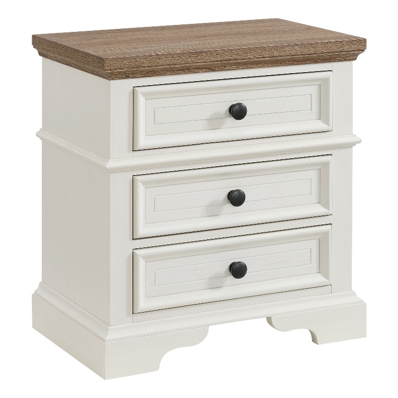 Picket House Furnishings Ulysses Youth 3-Drawer Nightstand in Brown and White