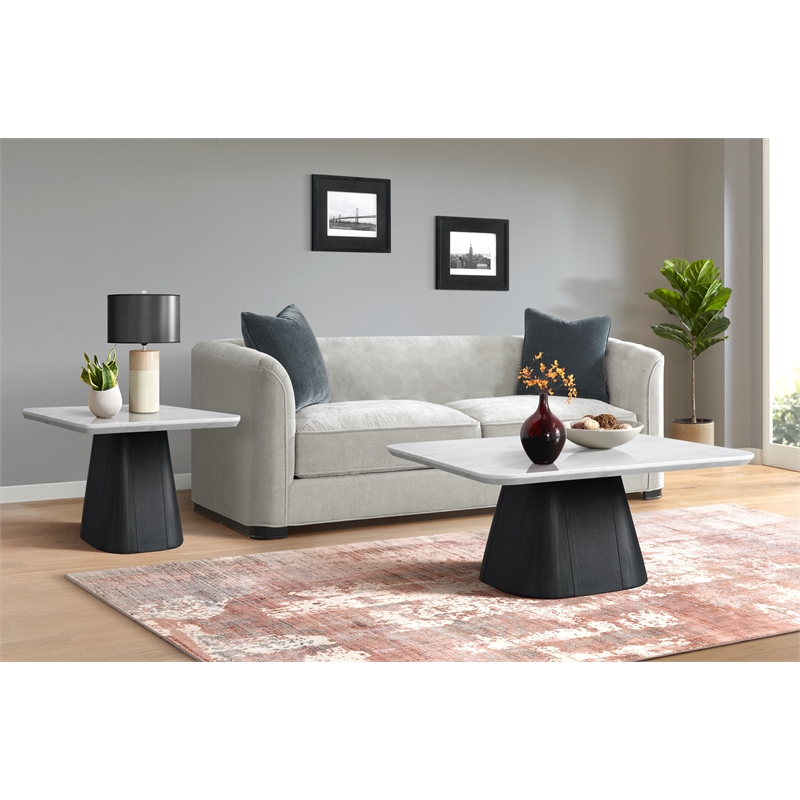 Picket House Furnishings Yuri End Table in White and Black