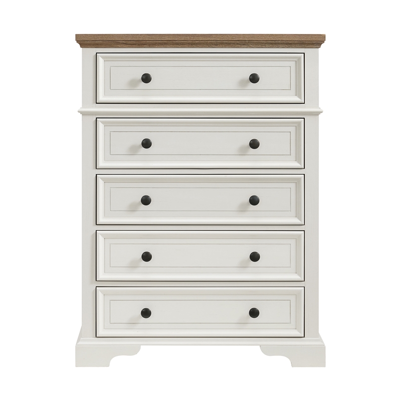 Picket House Furnishings Ulysses Youth 5-Drawer Chest in Brown and White