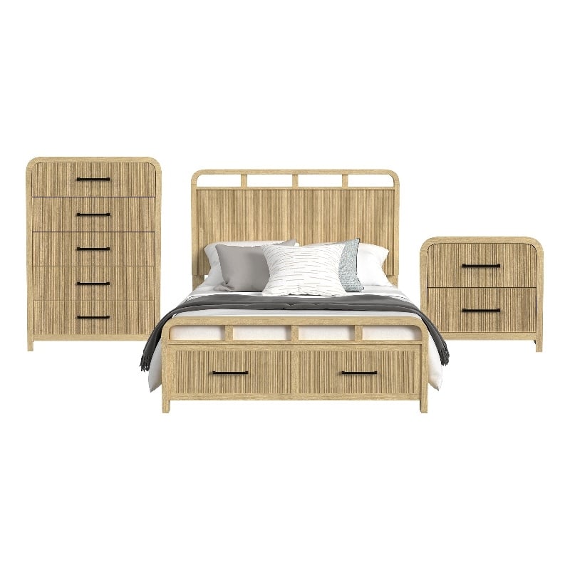 Picket House Furnishings Woodridge Full Storage 3PC Bedroom Set in Natural