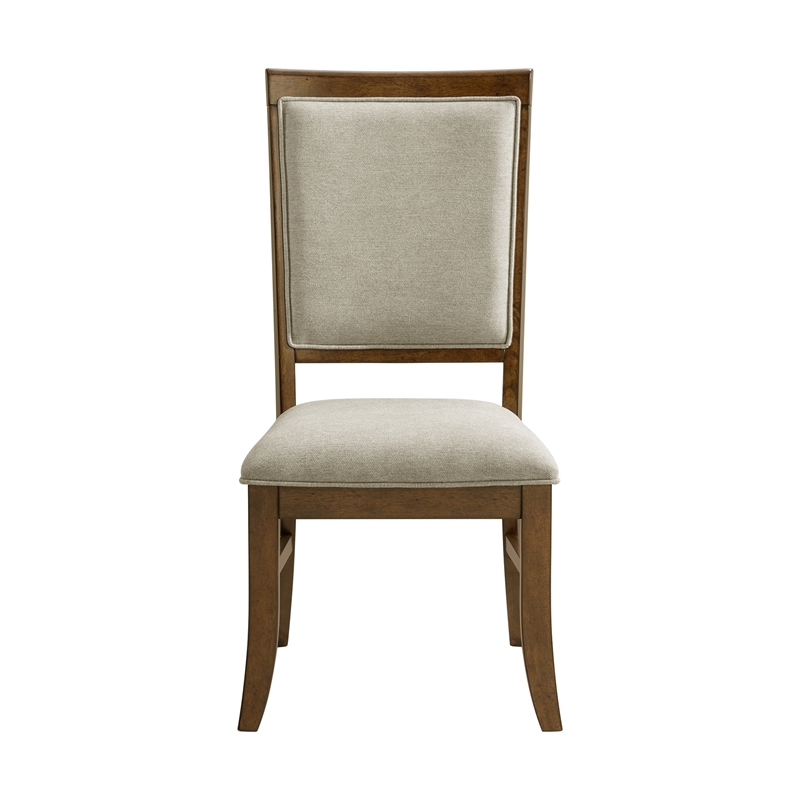 Picket House Furnishings Stark Dining Side Chair Set with Gray Fabric in Cherry
