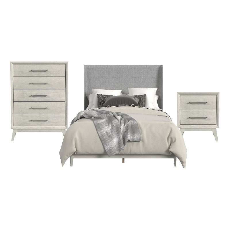 Picket House Furnishings Clare Queen 3PC Bedroom Set with Grey Fabric in Almond