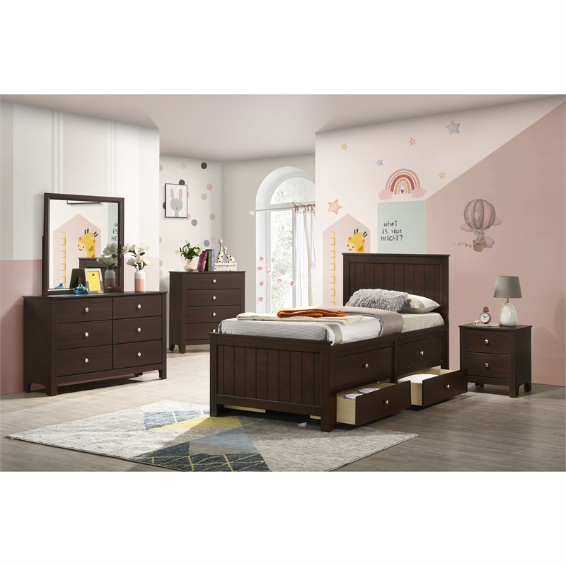 Picket House Furnishings Santino Twin Captains Bed in Espresso