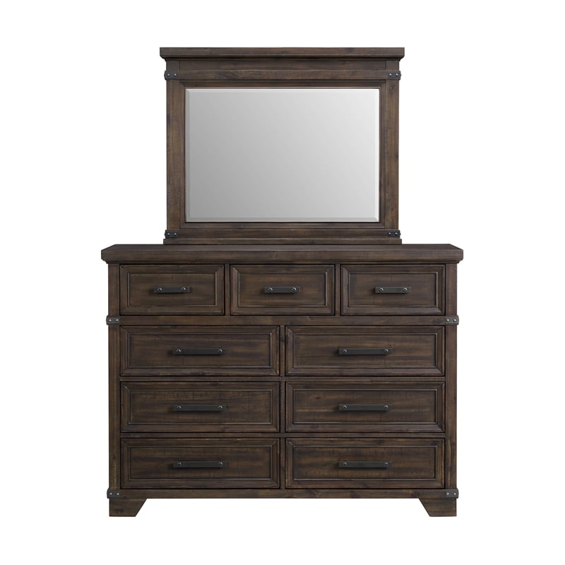 Picket House Furnishings Canyon Ridge Dresser and Mirror Set in Charcoal