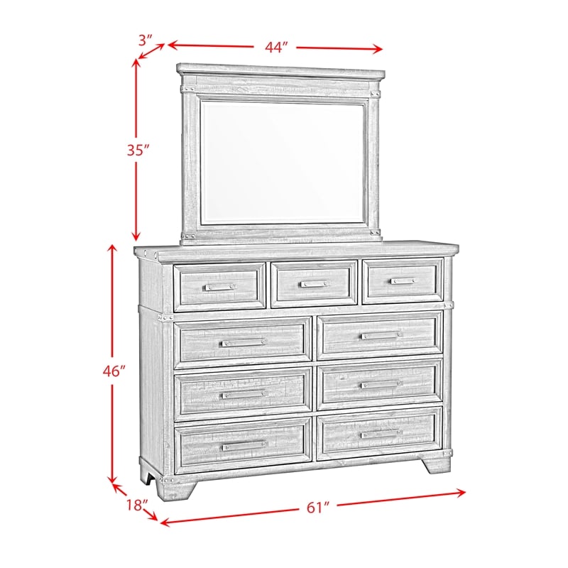 Picket House Furnishings Canyon Ridge Dresser and Mirror Set in Charcoal