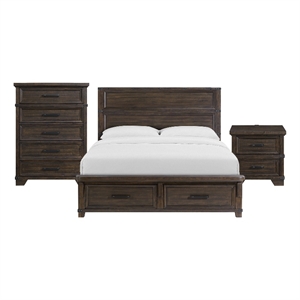 Picket House Furnishings Canyon Ridge King Storage 3PC Bedroom Set in Charcoal