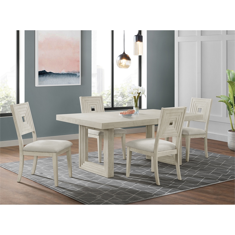 Picket House Furnishings Rhiannon 5PC Standard Height Dining Set - Antique White