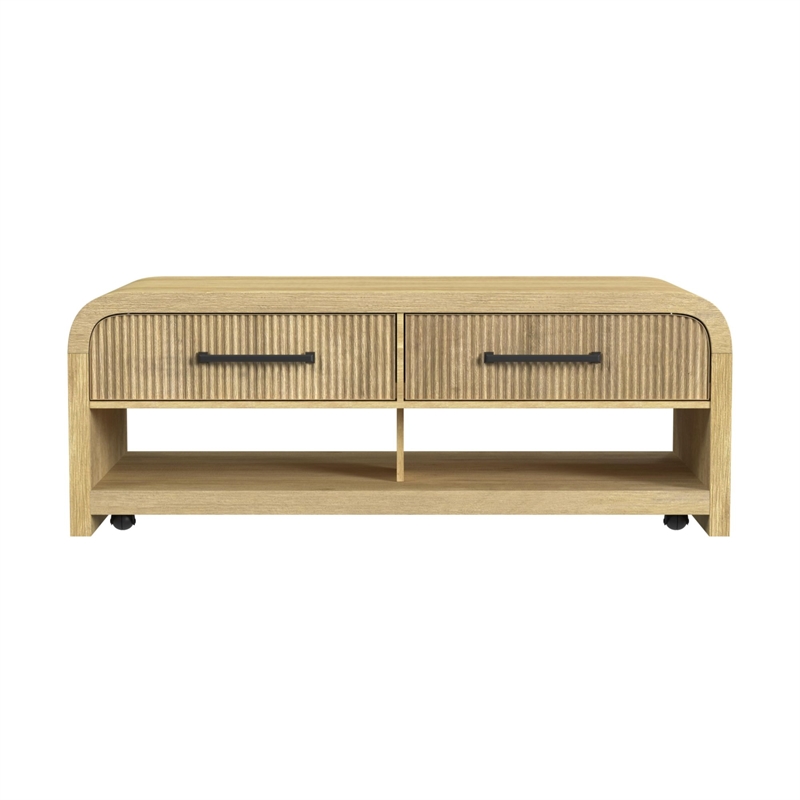 Picket House Furnishings Woodridge Coffee Table with Casters/Push Through Drawer