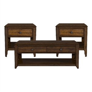 Picket House Furnishings Stark 3PC Occasional Table Set in Cherry