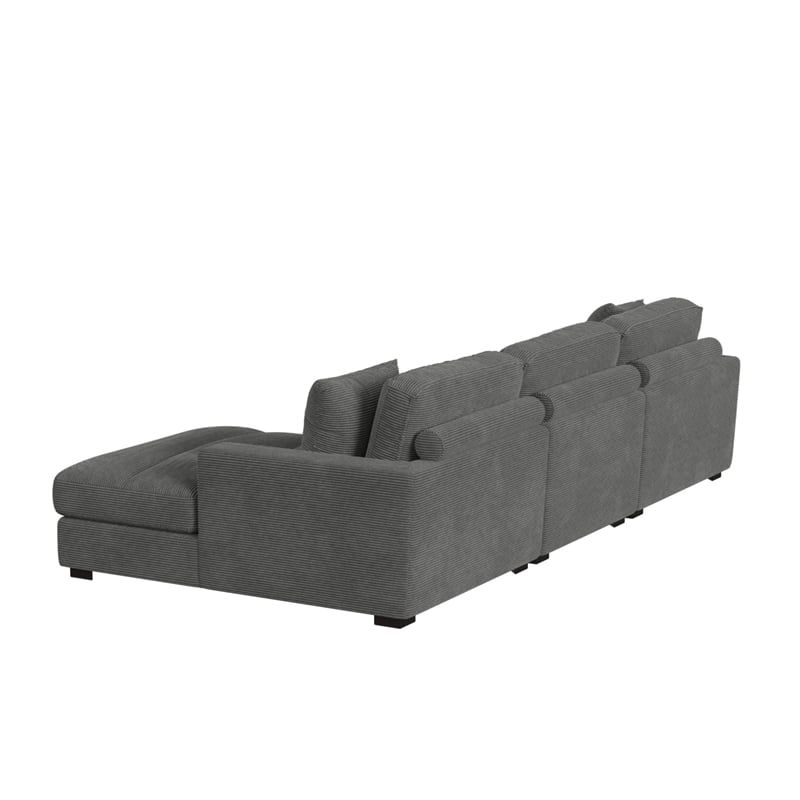 Picket House Furnishings Mesa Modular 3PC Sectional Set with RHF Chaise-Charcoal