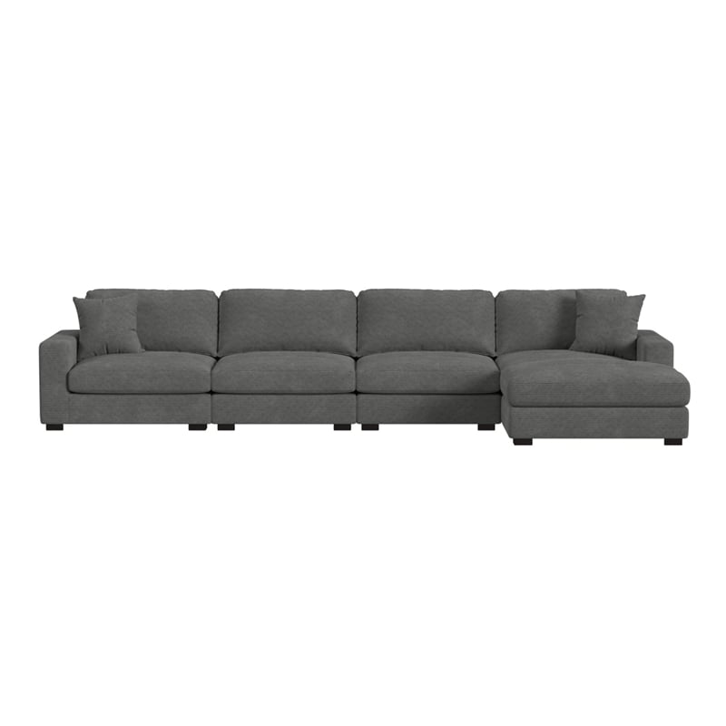 Picket House Furnishings Mesa Modular 4PC Sectional Set with RHF Chaise-Charcoal