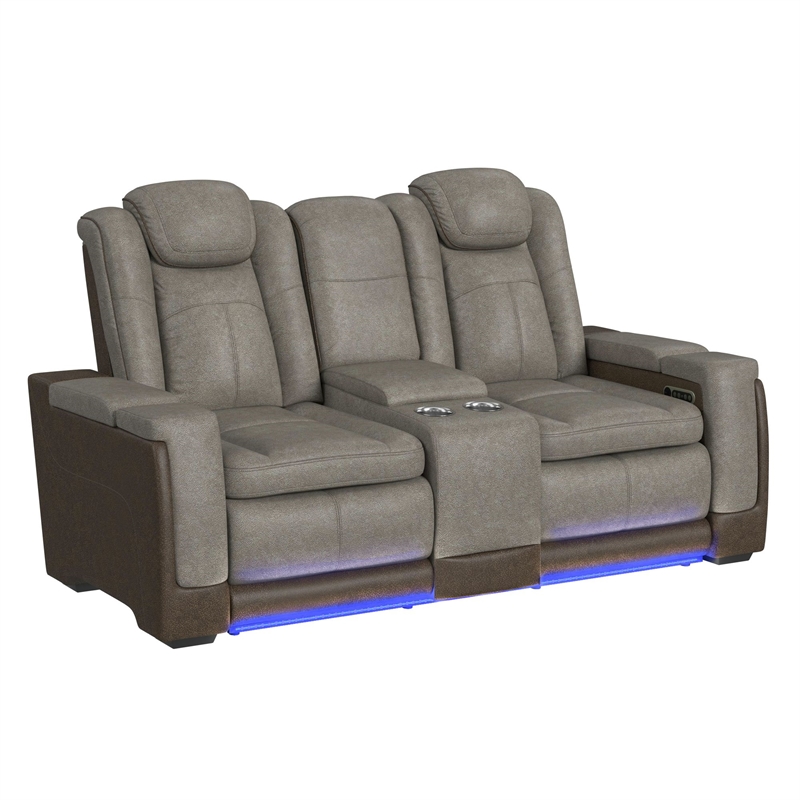Picket House Furnishings Niven Power Motion Loveseat in Rocky Gray/Brown