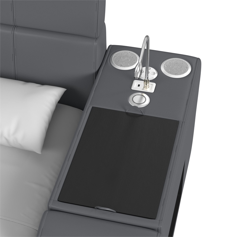 Picket House Furnishings Booker Nightstand with Electronic Features in Gray PU