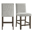 Picket House Furnishings Hester Counter Side Chair Set with Gray Fabric in Brown