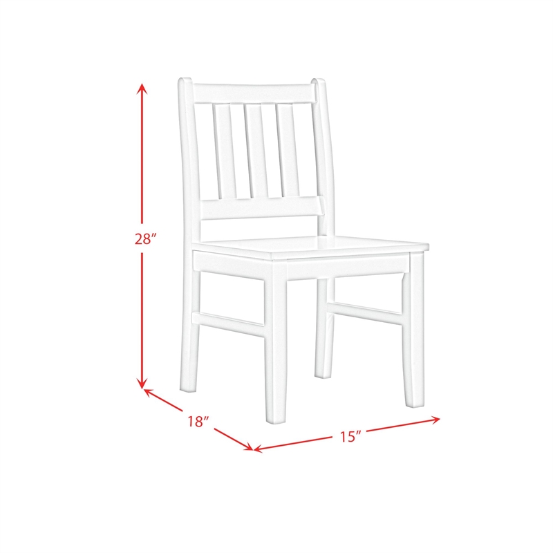 Picket House Furnishings Daniel 5PC Dining Set with Table and 4 Chairs in White
