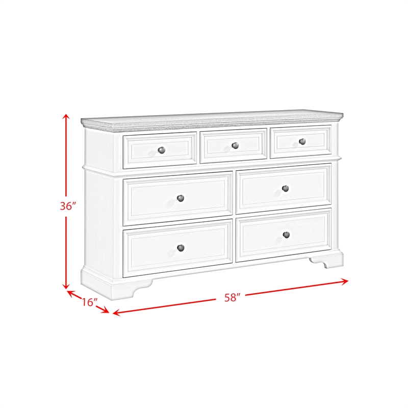 Picket House Furnishings Ulysses Youth 7-Drawer Dresser in Brown and White