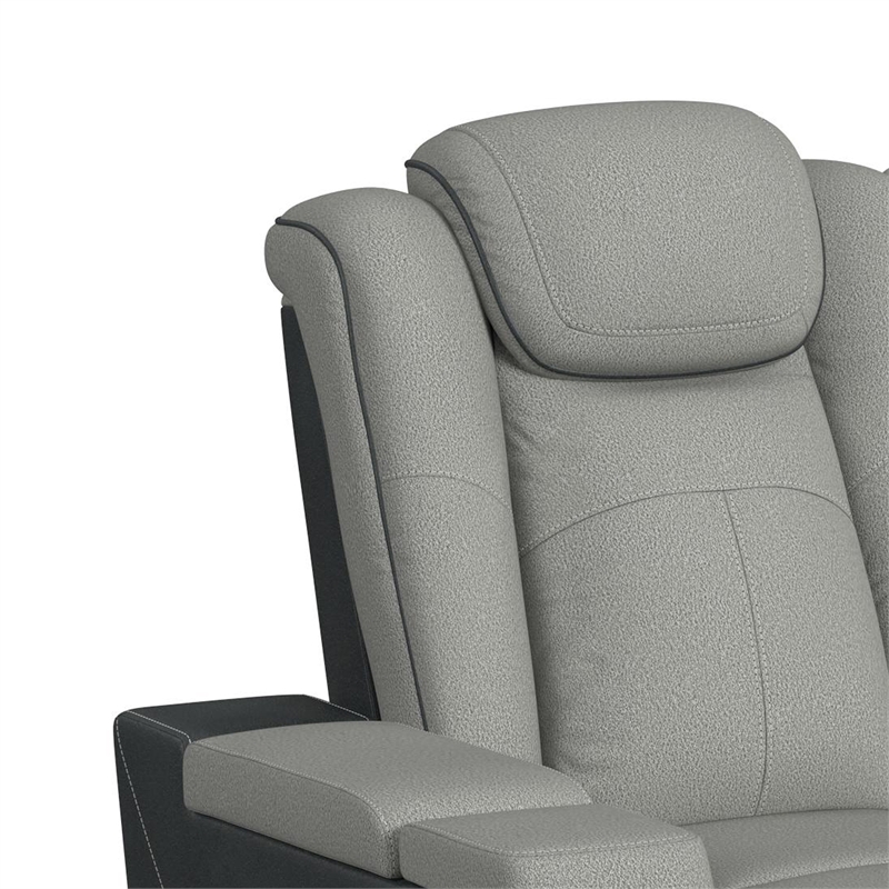 Picket House Furnishings Niven Power Motion Loveseat in Rocky Cement/Charcoal