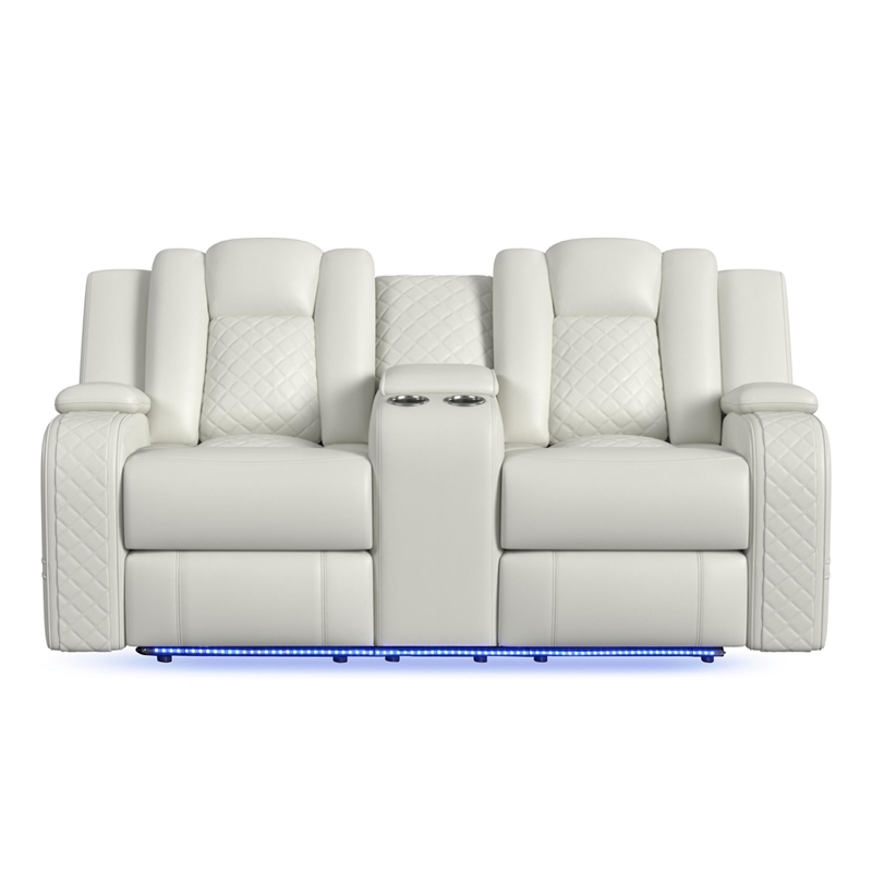 Picket House Furnishings Amias Power Motion Loveseat in Pebble Oyster
