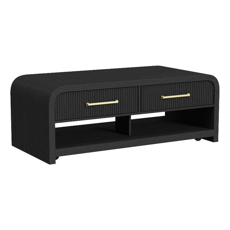 Picket House Furnishings Woodridge Coffee Table with Casters in Black with Grain