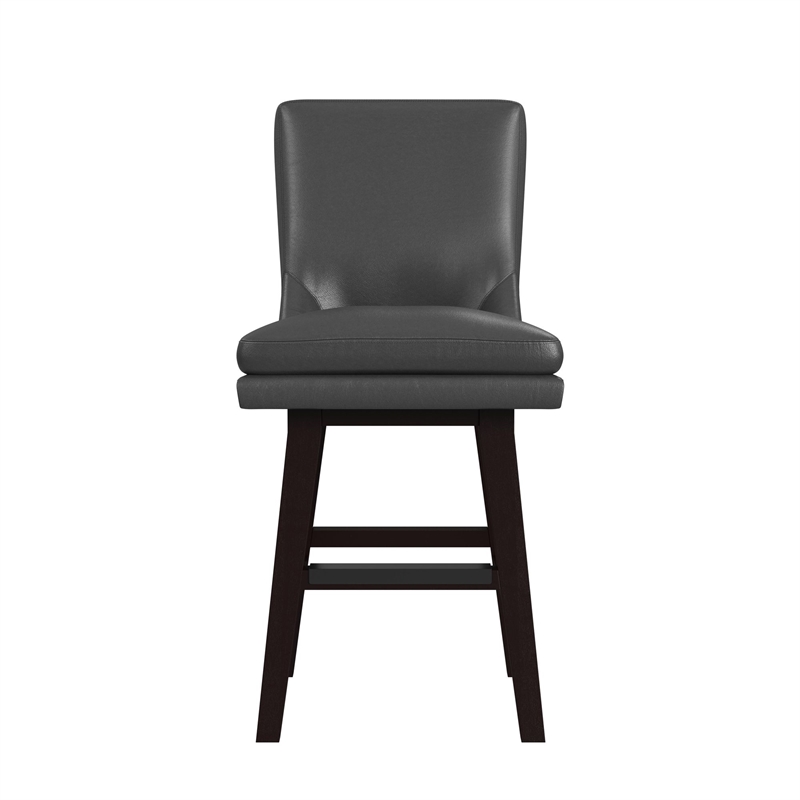 Picket House Furnishings Charlie Swivel Counter Stool Set -Pewter PU in Espresso