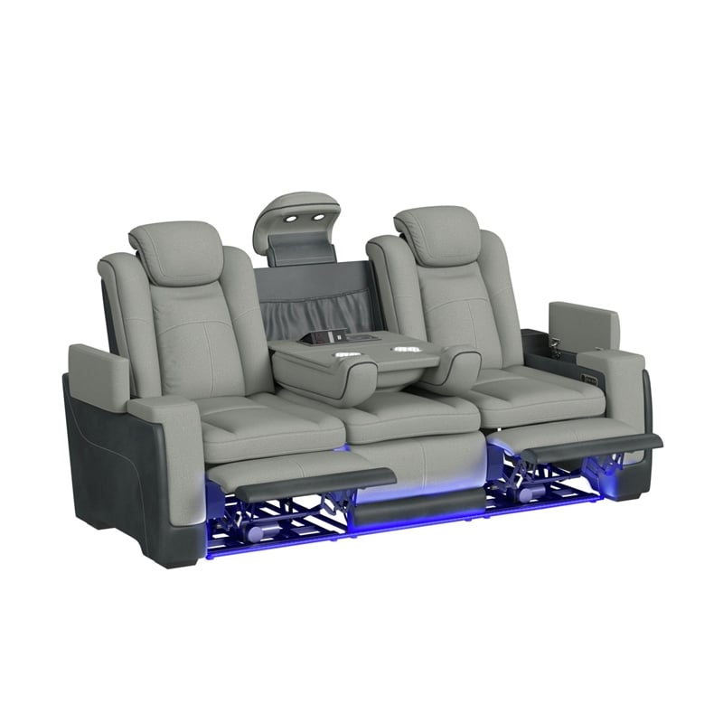 Picket House Furnishings Niven Power Motion Sofa in Rocky Cement/Charcoal