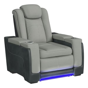 Picket House Furnishings Niven Power Motion Recliner in Rocky Cement/Charcoal