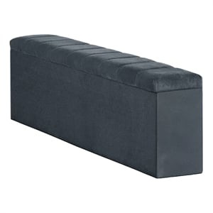 Picket House Furnishings Quebec Interchangable Side Storage Bench in Grey Linen