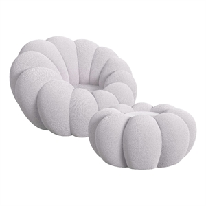 Picket House Furnishings Pumpkin Swivel Chair and Ottoman in Gray