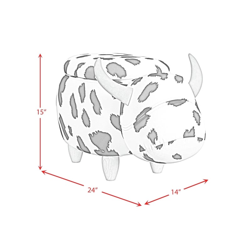 Picket House Furnishings Buttercup Cow Storage Stool in White and Black