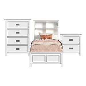 Brooklyn Kids Twin Bookcase 3PC Bedroom Set in White