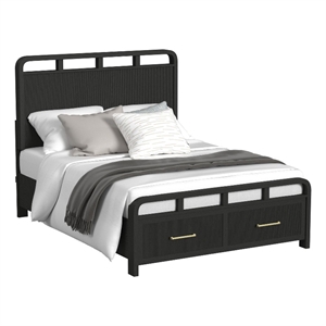 Woodridge  Queen Storage Bed in Black with Grain