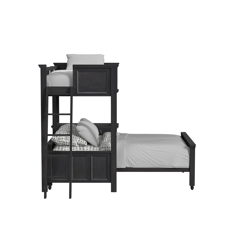 Brooklyn Kids Twin Over Full Loft with Ladder and Desk with Speaker in Charcoal