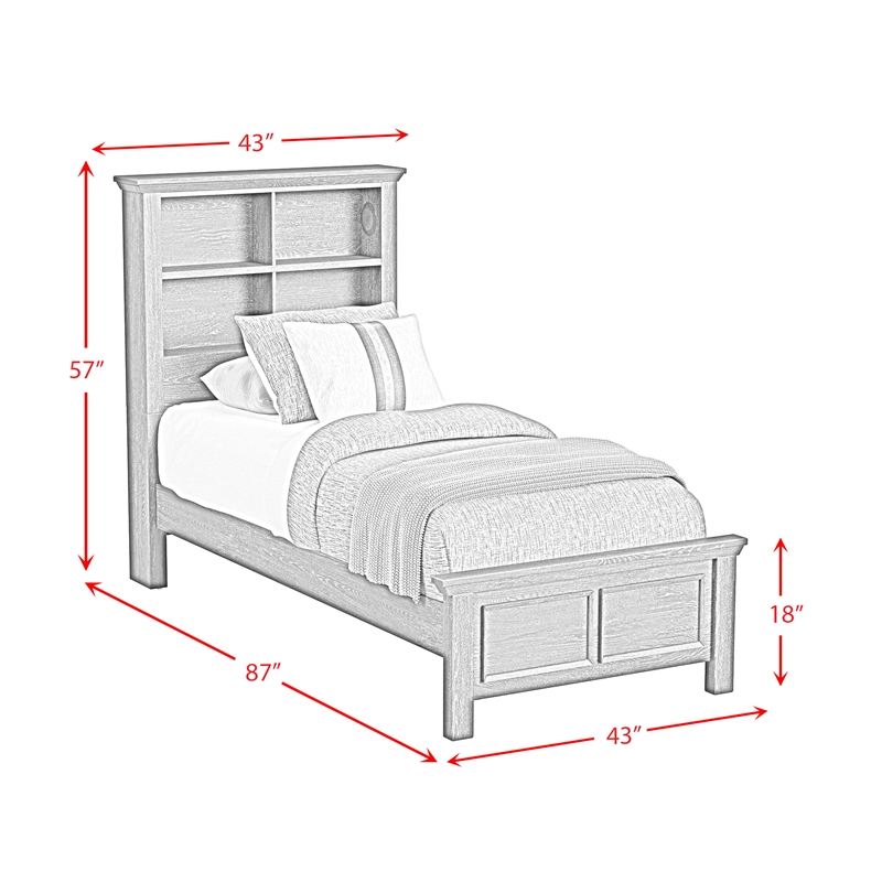 Brooklyn Kids Twin Bookcase 3PC Bedroom Set in Charcoal