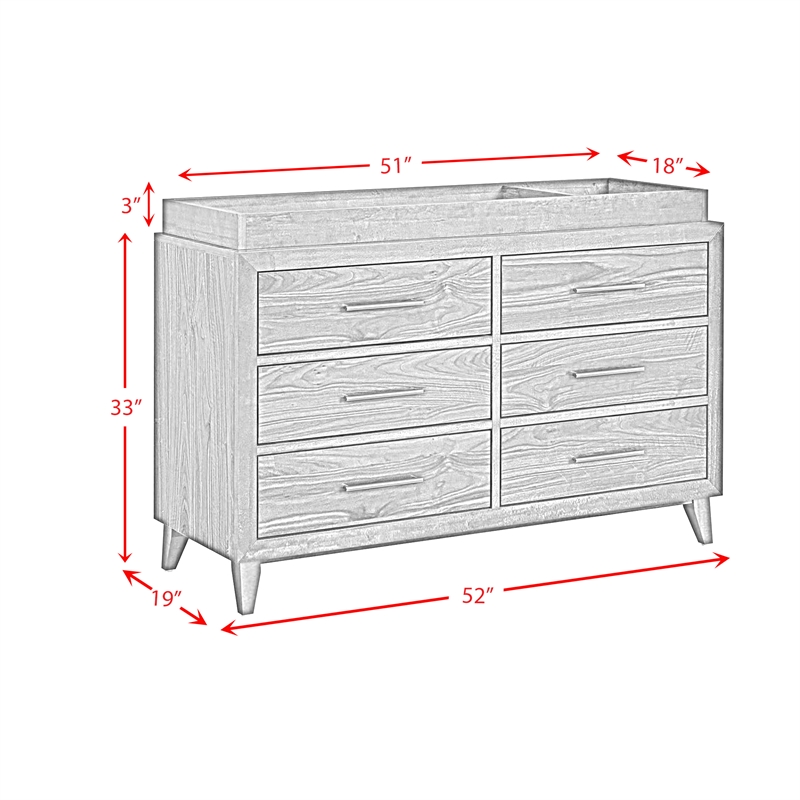 Picket House Furnishings Riley Solid Wood Dresser and Topper in Walnut