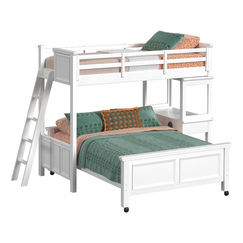 Brooklyn Kids Twin Over Full Loft with Ladder and Desk with Speaker in White