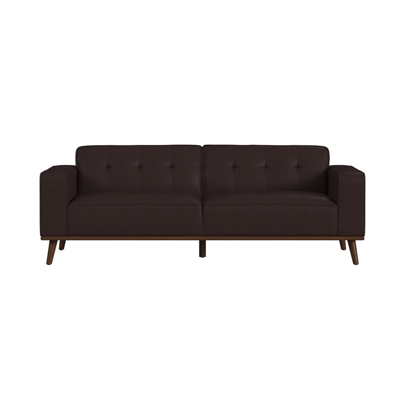 Picket House Furnishings Fate Sofa with Wood Front in Pebble Brown