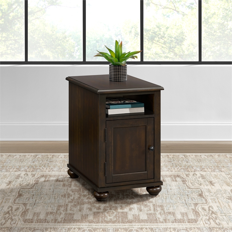 Picket House Furnishings Chad Chairside Table with USB in Cherry