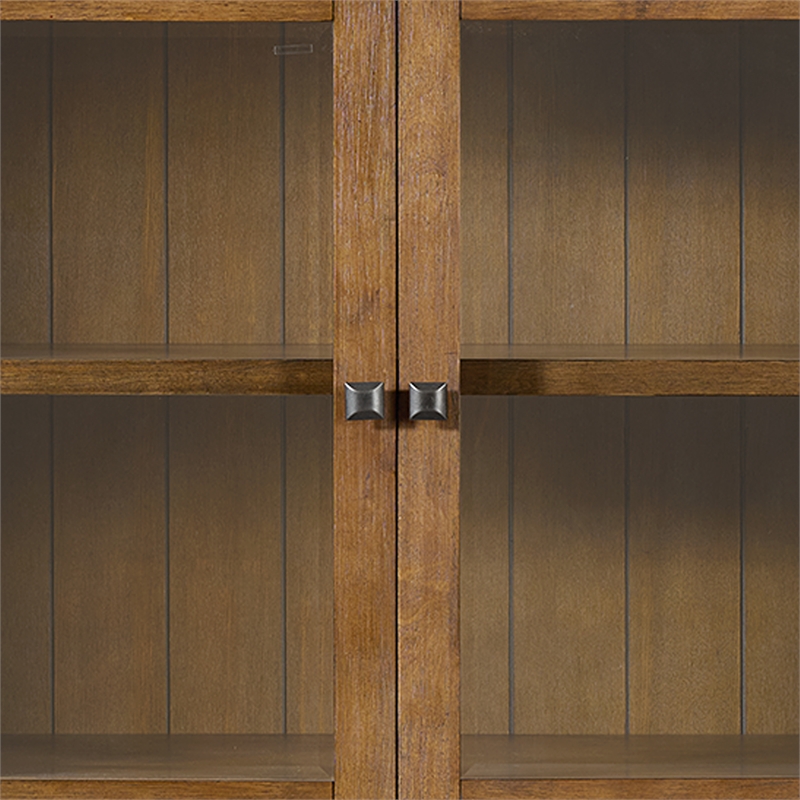 Picket House Furnishings Beth Display Cabinet in Brown Oak
