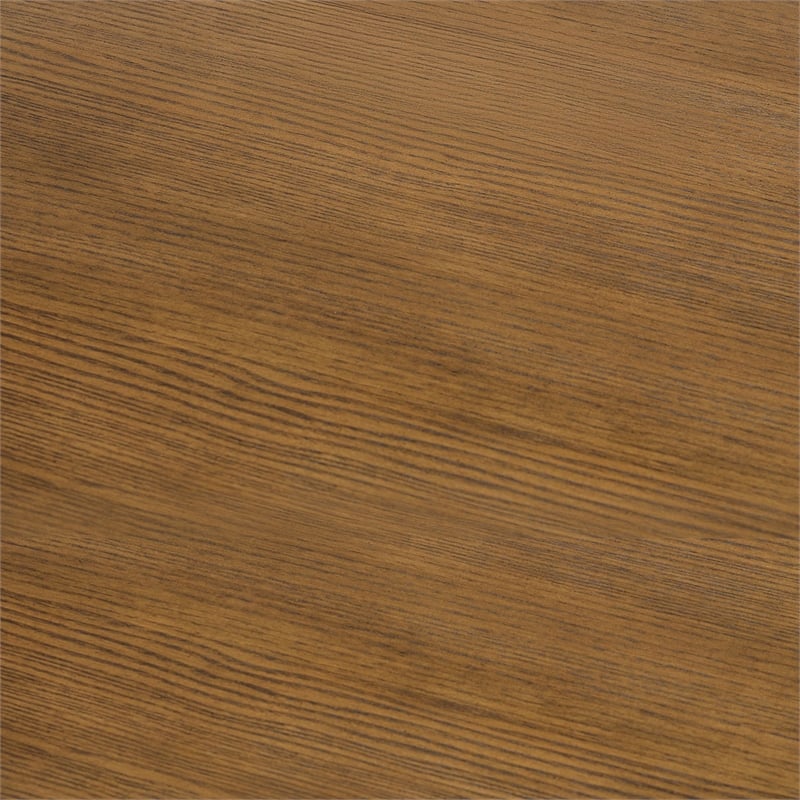 Picket House Furnishings Beth Half Pedestal Desk with Power/USB in Brown Oak