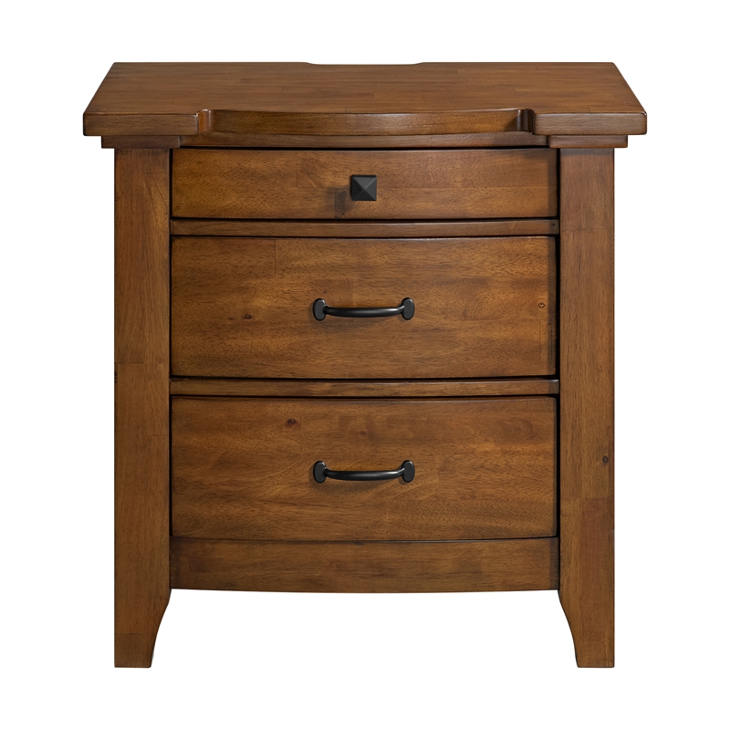 Joseph 3-Drawer Nightstand with USB and Power in Chestnut