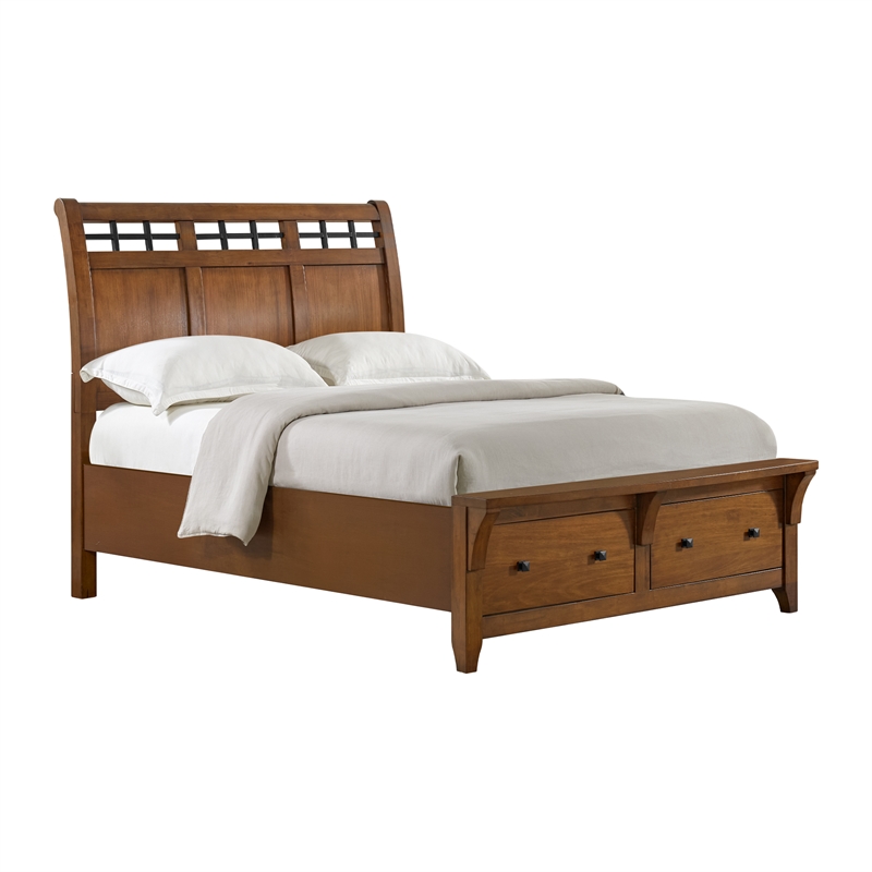 Joseph Queen Sleigh Storage 5PC Bedroom Set in Chestnut