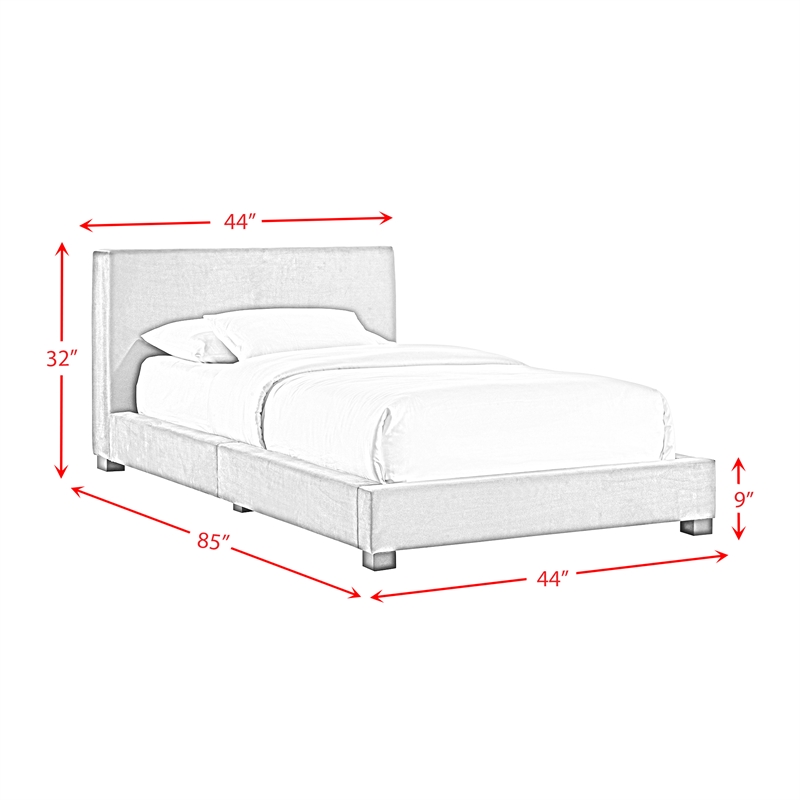 Natalie Twin Upholstered Velvet Bed in Gray
