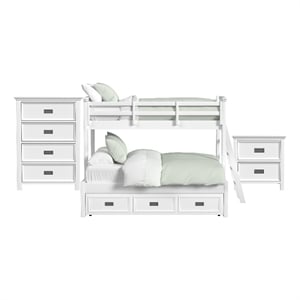 Brooklyn Kids Twin Over Full Bunk with Ladder & Trundle 3PC Bedroom Set in White