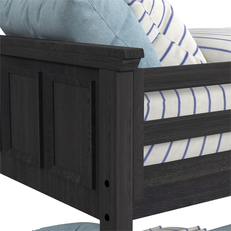 Brooklyn Kids Twin Over Twin Bunk with Ladder&Trundle 3PCBedroom Set in Charcoal