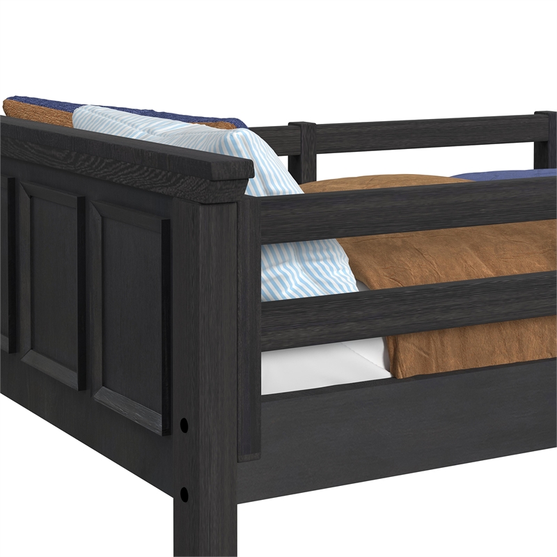 Brooklyn Kids Twin Over Twin Bunk- Staircase&Trundle 3PC Bedroom Set in Charcoal
