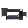 Brooklyn Kids Twin Over Twin Bunk- Staircase&Trundle 3PC Bedroom Set in Charcoal