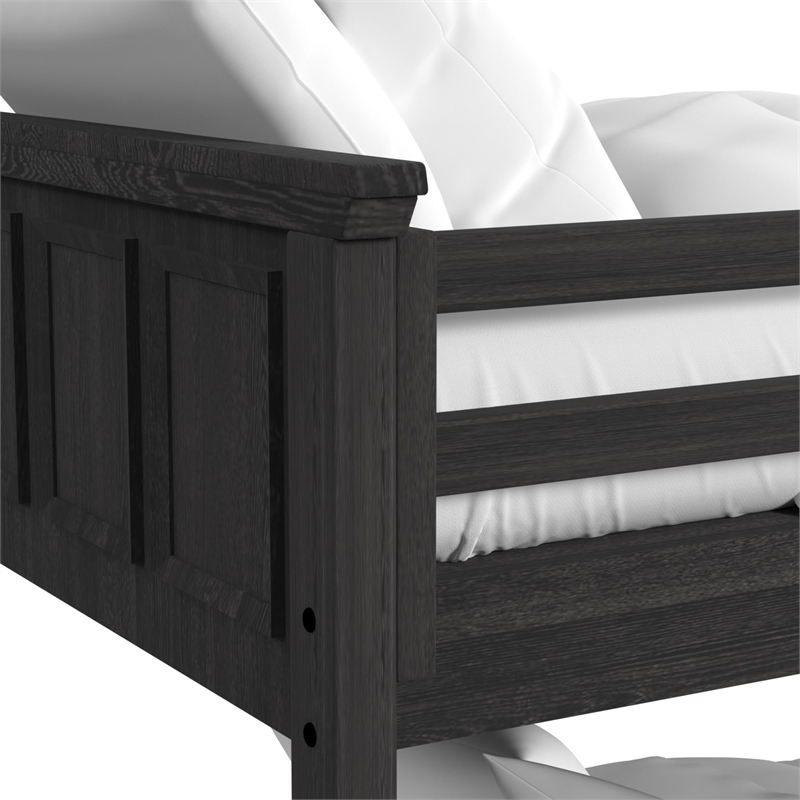 Brooklyn Kids Twin Over Full Bunk with Ladder&Trundle 3PCBedroom Set in Charcoal